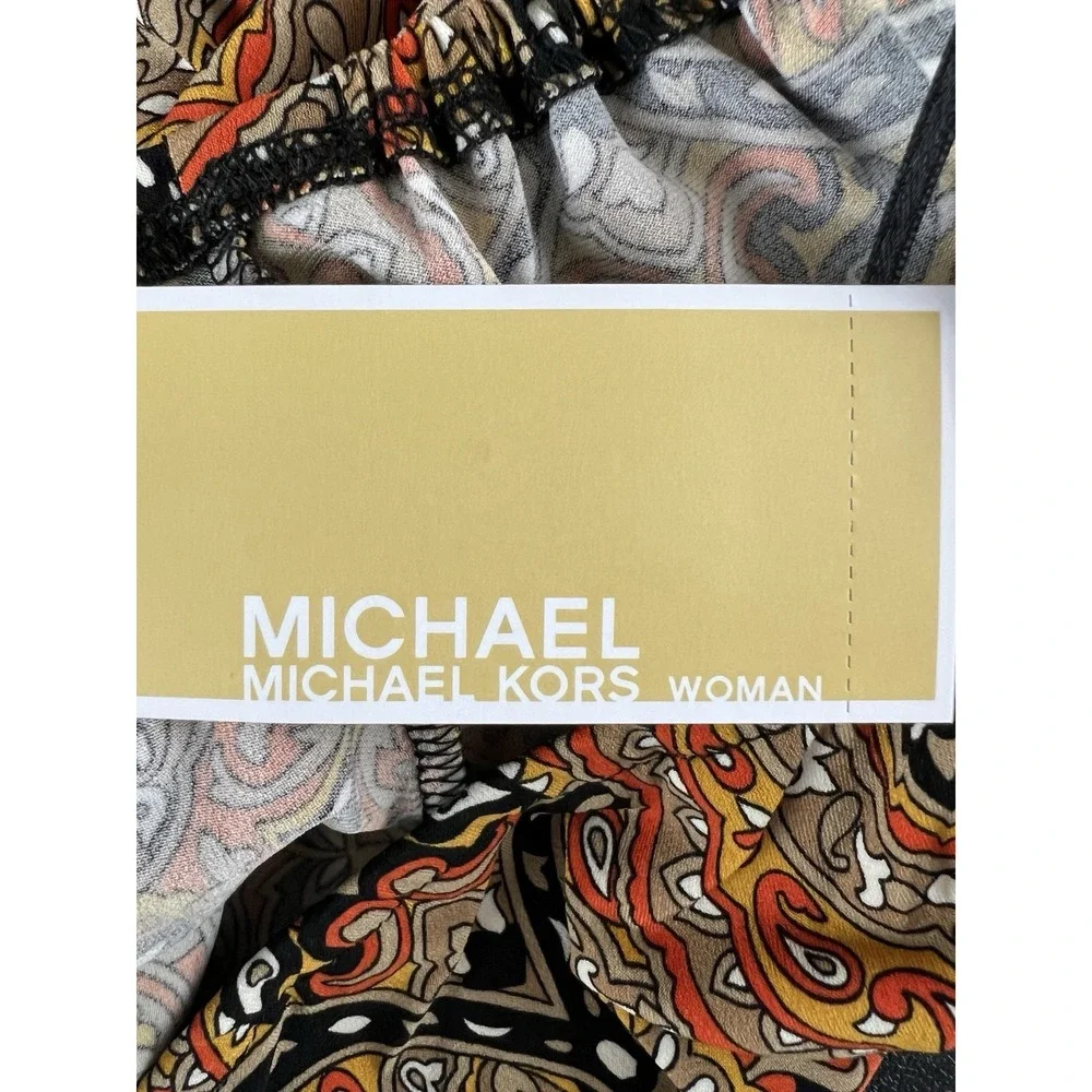 Michael Kors Women's Plus 2X‎ Blouson Shirt Paisley Ruched Chest Soft Knit NEW - Picture 9 of 12